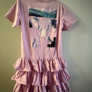Off-White Pink Graphic Ruffle Dress